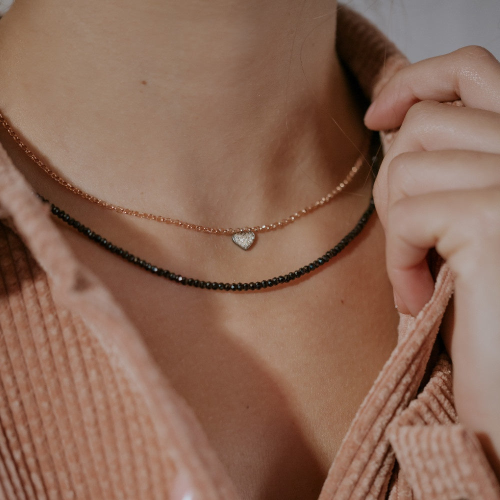 Collar Cuore plata 1ª ley espinelas y diamantes