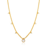 Collar Ania Haie de plata banyada en or amb disc de gota de nacre