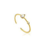 Anillo Ania Haie de plata bañada en oro, ópalo de color y circonita