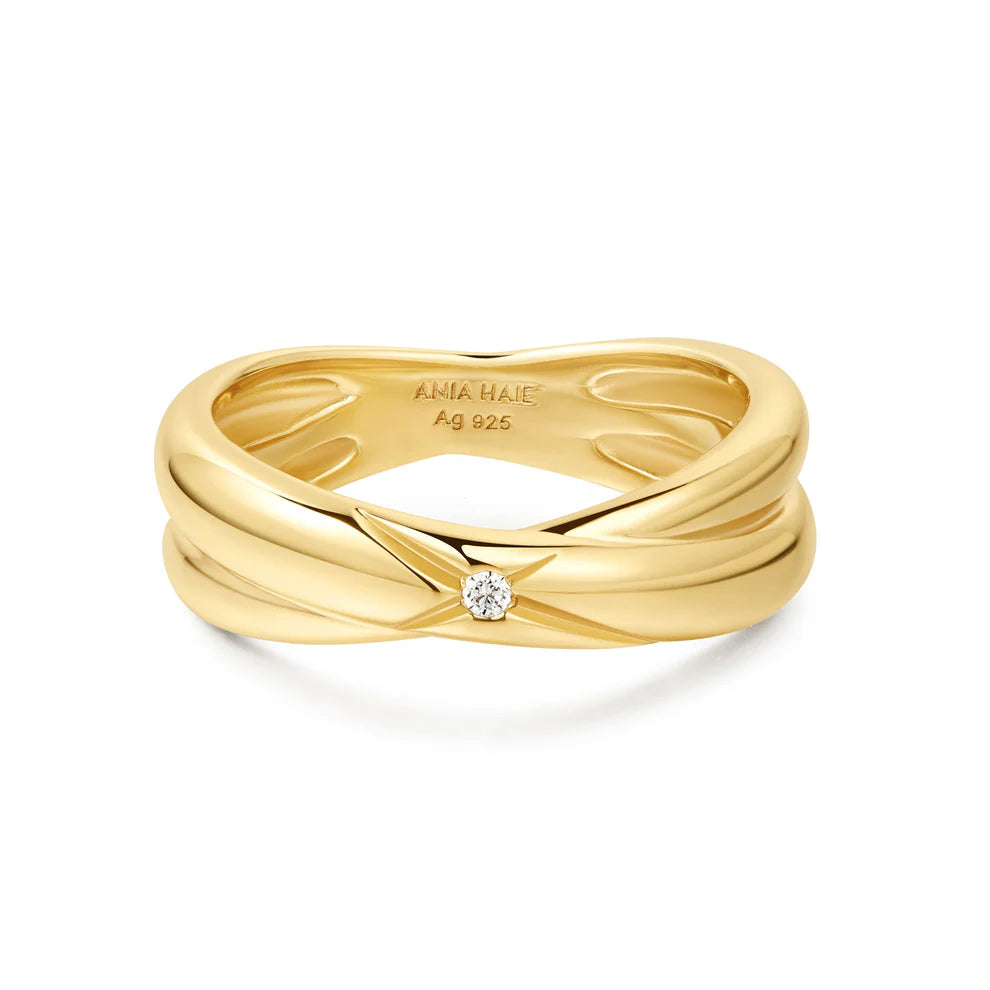 Anillo doble con cruz de oro