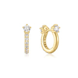 Arracades d'aro Huggie daurades brillants amb pavé