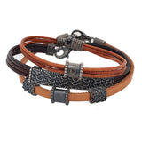 Pulsera Uomo en piel y piezas de plata oxidada