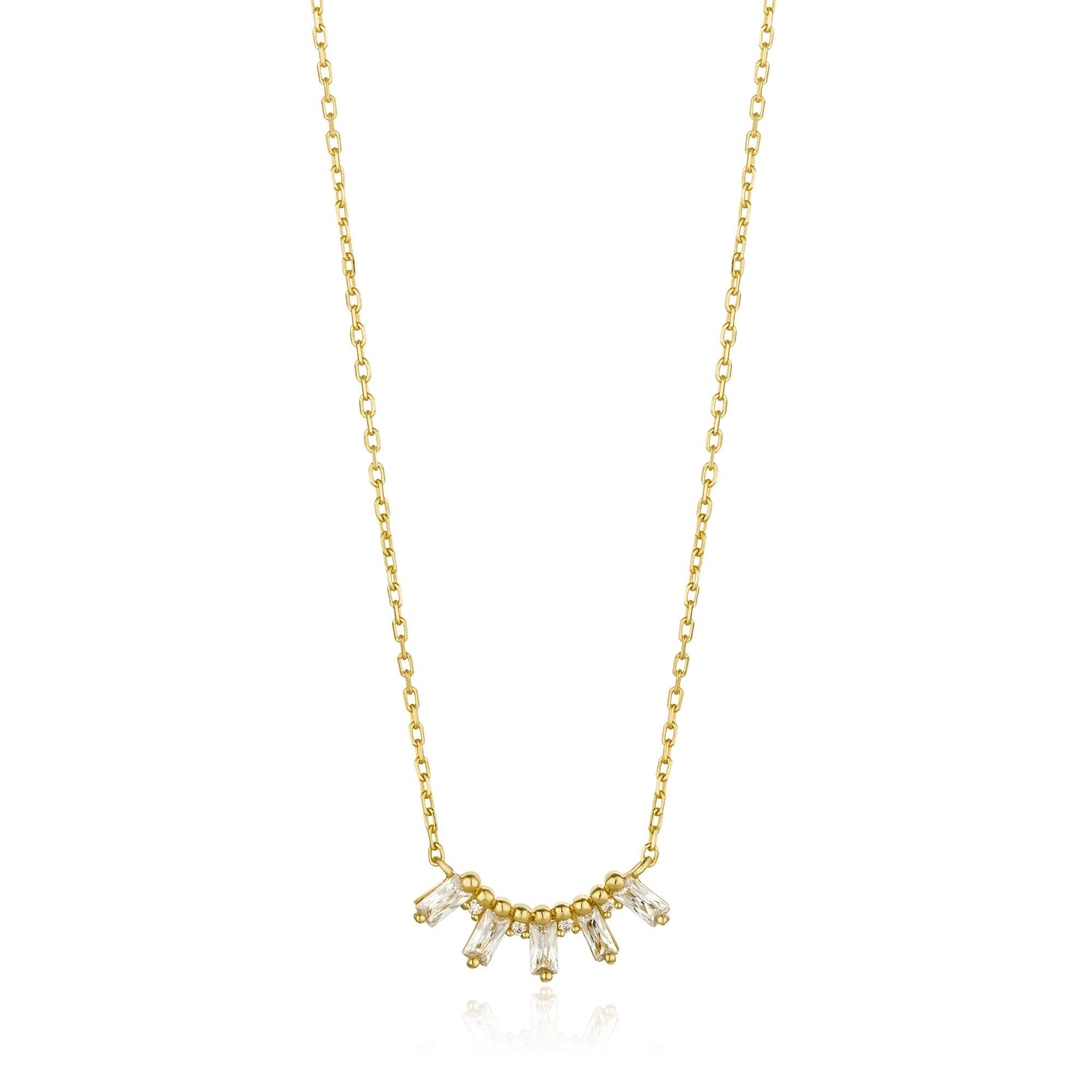 Collar Ania Haie de plata banyada en or amb barra massissa i brillantor
