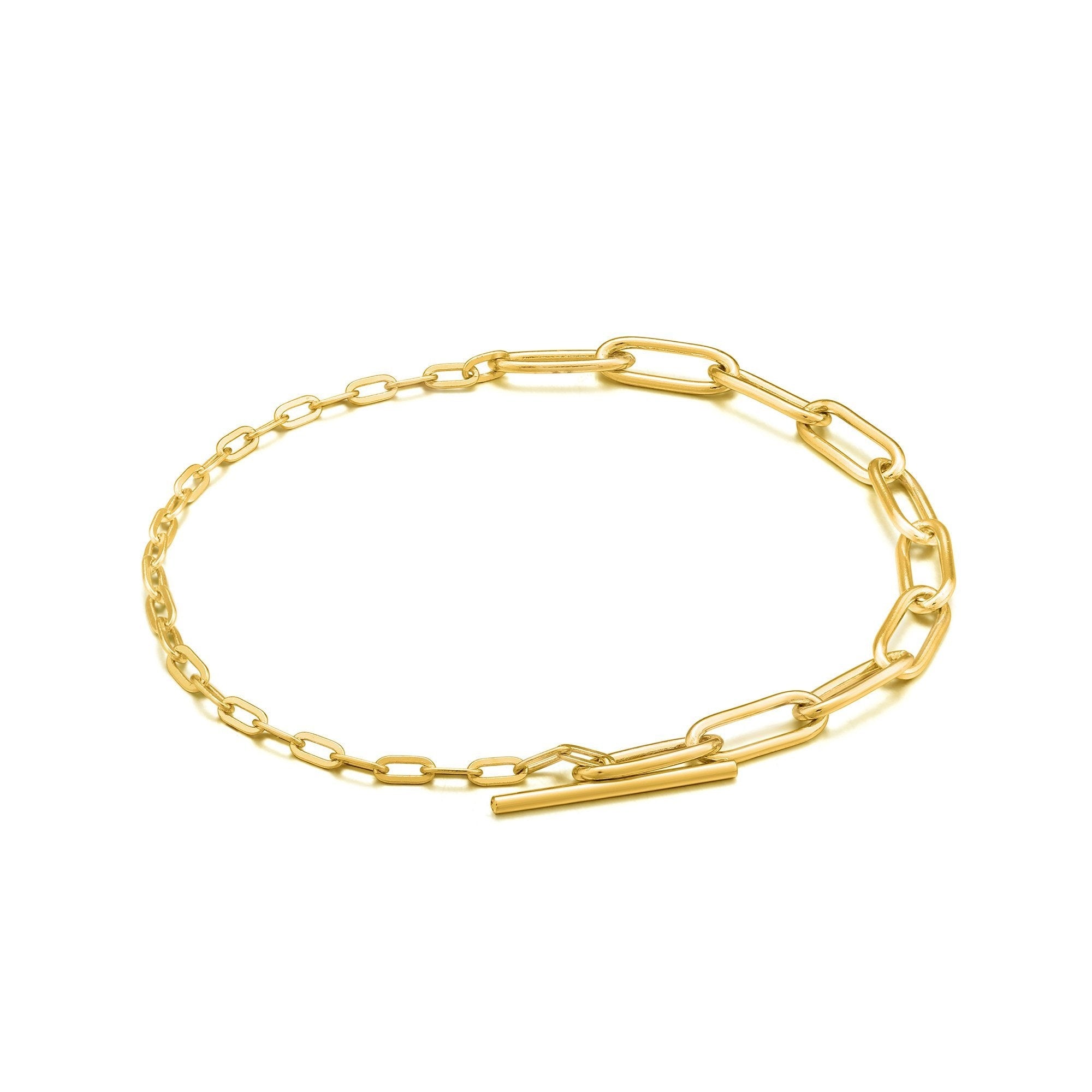 Polsera Ania Haie de plata banyada en or amb baules mixtes en forma de T