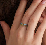 Anillo Ania Haie de plata bañada en oro y esmalte azul claro