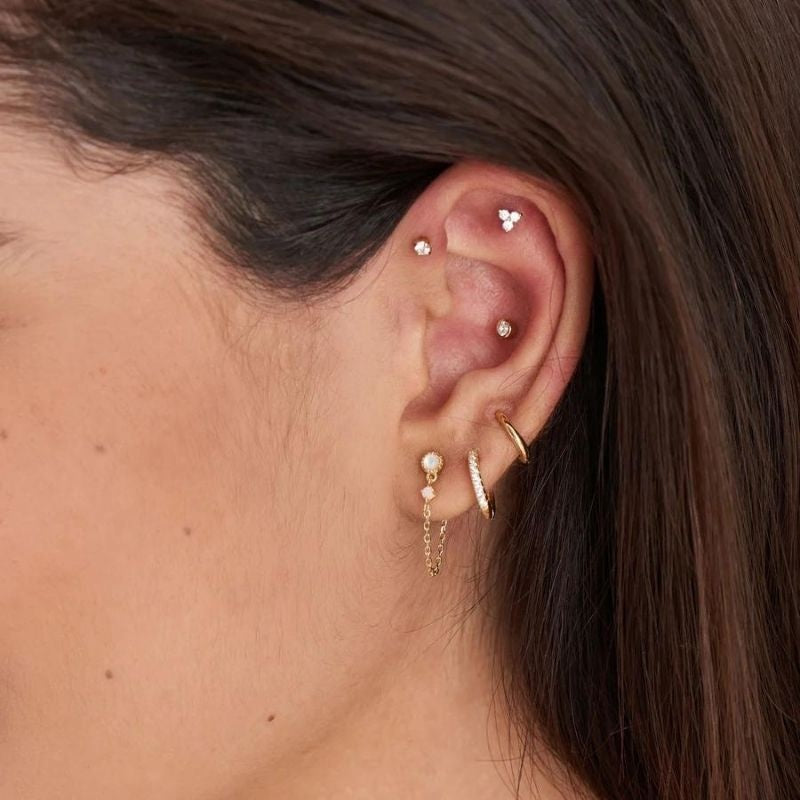 Piercing Ania Haie de plata banyada en or Trio Sparkle