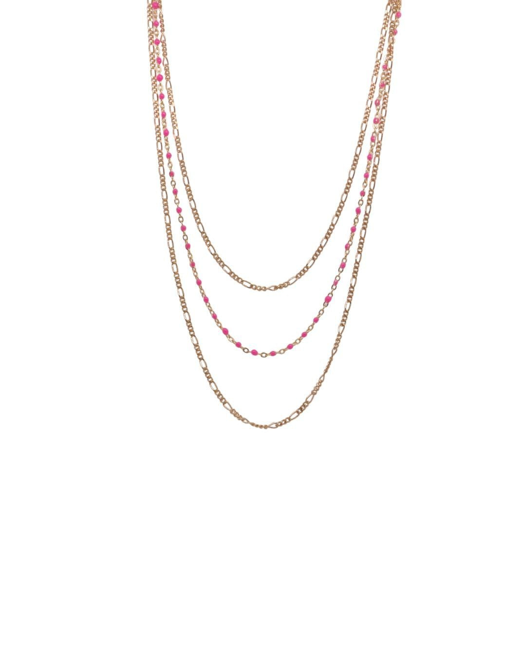 Collar de plata banyada en or groc i esmalt rosa