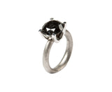 Anell Solitari Rosich or blanc i diamant negre