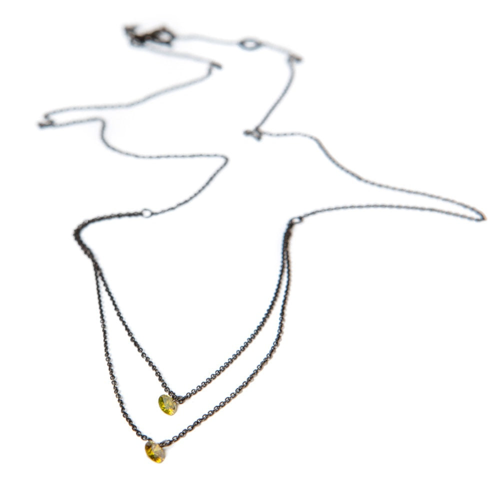Collar doble Rosich Aurora or negre i diamants grocs