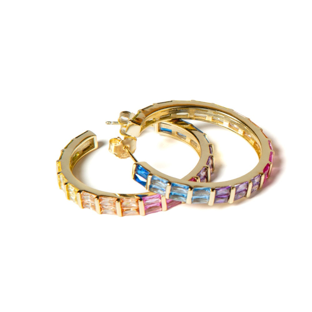 Criolles Rainbow de plata xapades en or groc amb circonites de colors